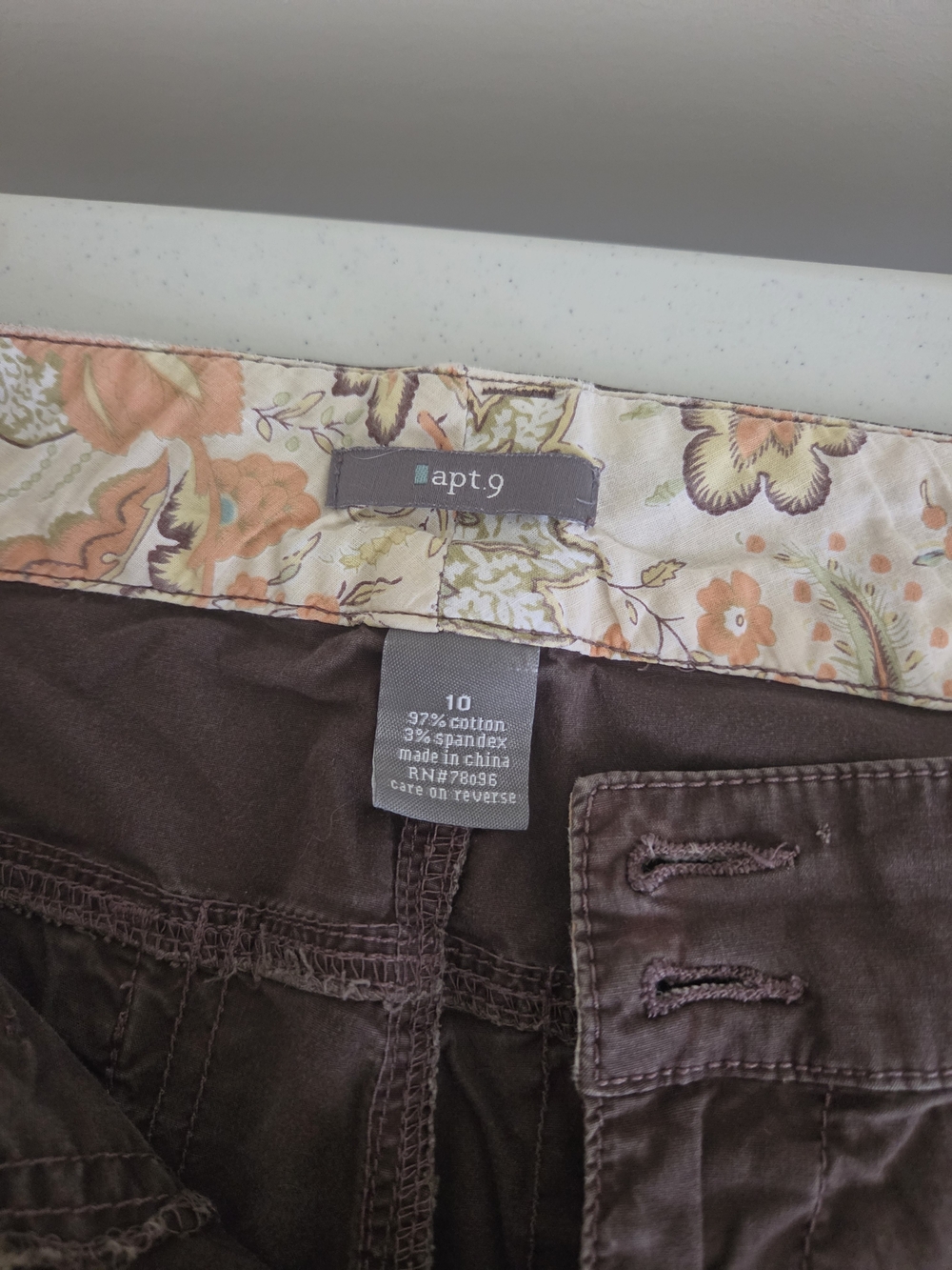 Apt.9 Brown Women's Pants with Floral Waistband